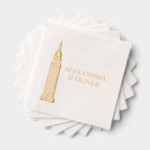 アールデコESB NYCスカイライン結婚のカップル 箔ナプキン (インサイチュ (積み重ね))