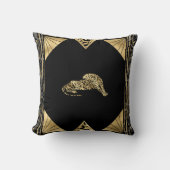 アールデコI (黒/金ゴールド) クッション (正面)