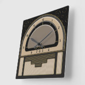 アールデコRadiola (ラテ、Greige、黒、金ゴールド) スクエア壁時計 (傾斜)