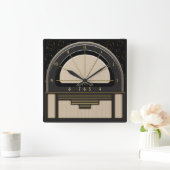 アールデコRadiola (砂、ダークグレー、黒、金ゴールド) スクエア壁時計 (ホーム)