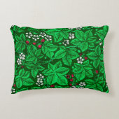 アールヌーボーいちご葉とエメラルドグリーン アクセントクッション (正面)
