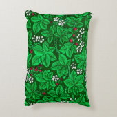 アールヌーボーいちご葉とエメラルドグリーン アクセントクッション (裏面(縦))