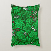 アールヌーボーいちご葉とエメラルドグリーン アクセントクッション (正面(垂直))