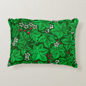 アールヌーボーいちご葉とエメラルドグリーン アクセントクッション (裏面)