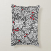 アールヌーボーいちご葉と、シルバーグレイ アクセントクッション (裏面(縦))