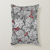 アールヌーボーいちご葉と、シルバーグレイ アクセントクッション (正面(垂直))