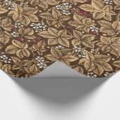 アールヌーボーいちご葉と、ダークブラウン ラッピングペーパー (角)