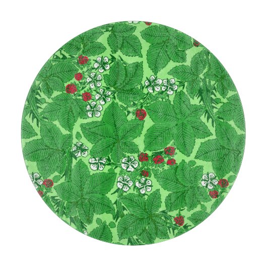 アールヌーボーいちご葉と、ライムグリーン カッティングボード (正面)