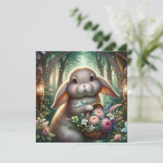 アールヌーボーお洒落ウッドランドイースターバニー シーズンカード (スタンド正面)