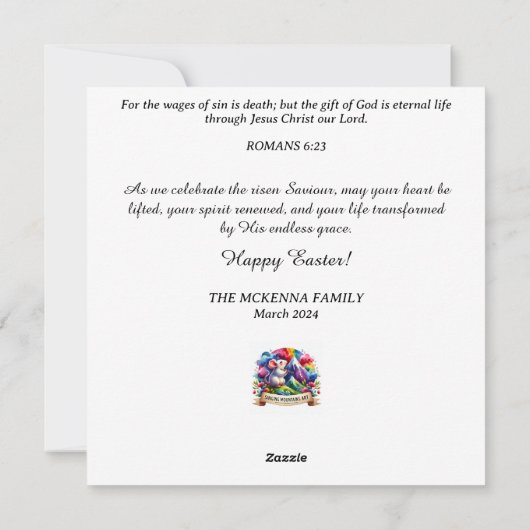 アールヌーボーお洒落ウッドランドイースターバニー シーズンカード (裏面)