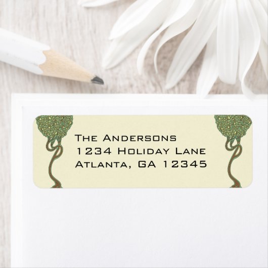 アールヌーボーお洒落ツリー差出人住所ラベル ラベル (インサイチュ)