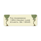 アールヌーボーお洒落ツリー差出人住所ラベル ラベル (正面)