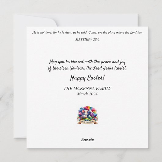 アールヌーボーお洒落ファンタジーロップバニーイースター シーズンカード (裏面)