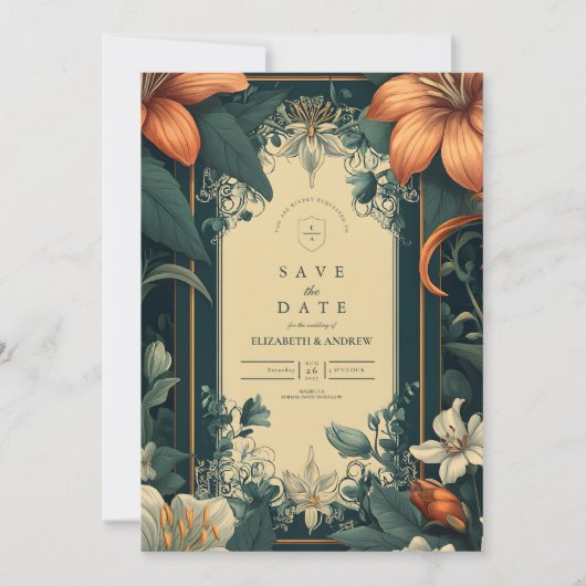 アールヌーボーお洒落フローラ結婚ズ セーブザデート (正面)