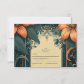 アールヌーボーお洒落フローラ結婚ズ 出欠カード (正面)