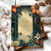 アールヌーボーお洒落フローラ結婚ズ 招待状