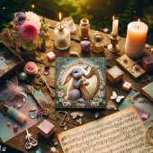 アールヌーボーお洒落ミュージシャンラビットイースター シーズンカード