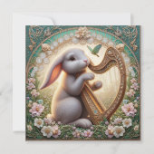 アールヌーボーお洒落ミュージシャンラビットイースター シーズンカード (正面)