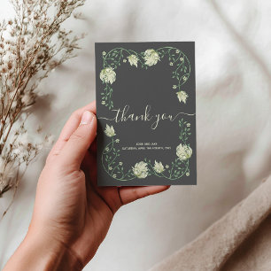 アールヌーボーかわいらしフレ結婚ームサンキューカード サンキューカード