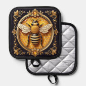 アールヌーボーかわいらしミツバチ 鍋敷き (正面/裏面)