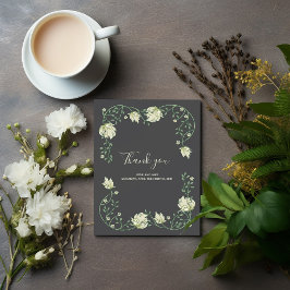 アールヌーボーかわいらし花結婚のサンキューカード サンキューカード