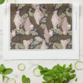 アールヌーボーこうもりとカンパニュラスフローラテキスタイル・アート キッチンタオル (折り畳み)