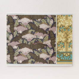 アールヌーボーこうもりとカンパニュラスフローラテキスタイル・アート ジグソーパズル