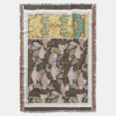 アールヌーボーこうもりとカンパニュラスフローラテキスタイル・アート スローブランケット (正面縦)