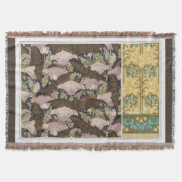 アールヌーボーこうもりとカンパニュラスフローラテキスタイル・アート スローブランケット