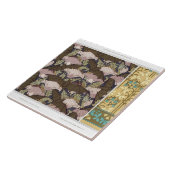 アールヌーボーこうもりとカンパニュラスフローラテキスタイル・アート タイル (側面)