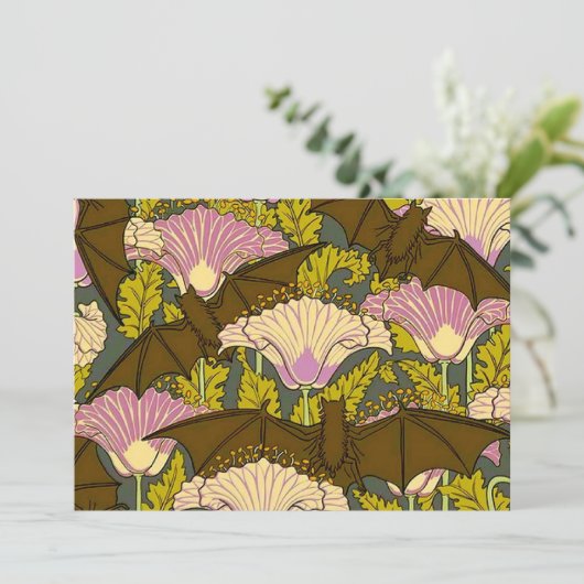 アールヌーボーこうもりハロウィーン招待状 招待状 (スタンド正面)