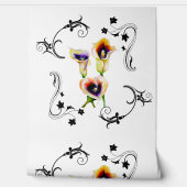 アールヌーボーとカラユリの水彩画 壁紙 (ほどく)