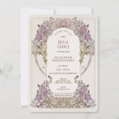 アールヌーボーとラベンダーのアートデコ ブライダルシャワー 招待状 (正面)