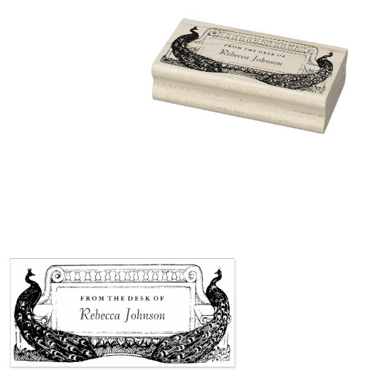 アールヌーボーな孔雀のラベルまたは便箋 ラバースタンプ (押印)