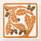 アールヌーボーのどんぐりとオーク葉の ガラスコースター (正面)