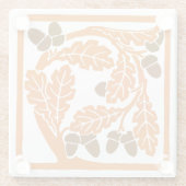 アールヌーボーのどんぐりとオーク葉の ガラスコースター (裏面)