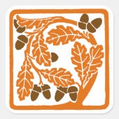 アールヌーボーのどんぐりとオーク葉の スクエアシール (正面)