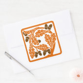 アールヌーボーのどんぐりとオーク葉の スクエアシール (封筒)