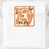 アールヌーボーのどんぐりとオーク葉の スクエアシール (バッグ)