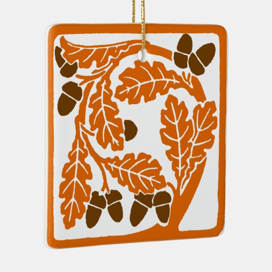 アールヌーボーのどんぐりとオーク葉の セラミックオーナメント (右)