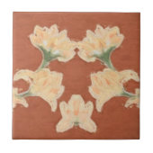 アールヌーボーのはすの花が付いているセラミックタイル タイル (正面)