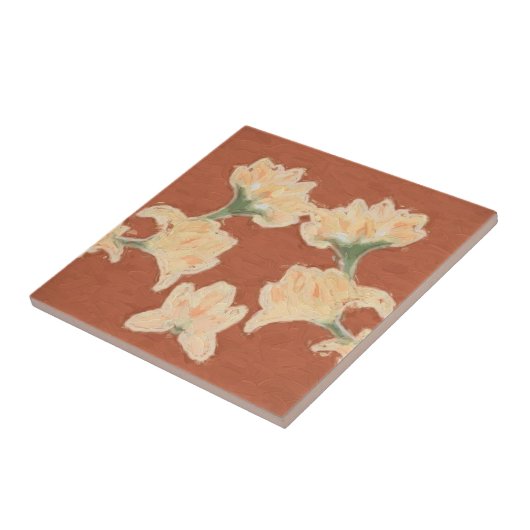 アールヌーボーのはすの花が付いているセラミックタイル タイル (側面)