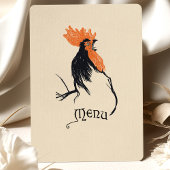 アールヌーボーのはっきりしたルースターメニューカード 招待状