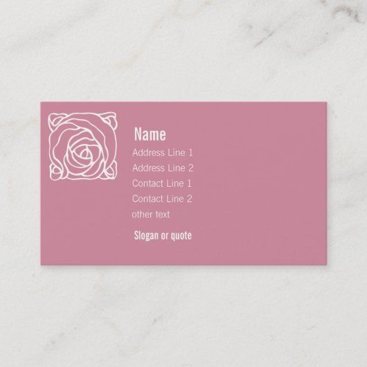 アールヌーボーのばら色の名刺とのピンク 名刺 (正面)