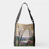 アールヌーボーのアイリスによっては花柄のステンドグラスが開花します クロスボディバッグ (正面)