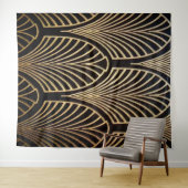 アールヌーボーのアール・デコ、ファンパターン、青銅、金ゴールド、bl タペストリー (インサイチュ(横))