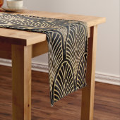 アールヌーボーのアール・デコ、ファンパターン、青銅、金ゴールド、bl ロングテーブルランナー (インサイチュ)