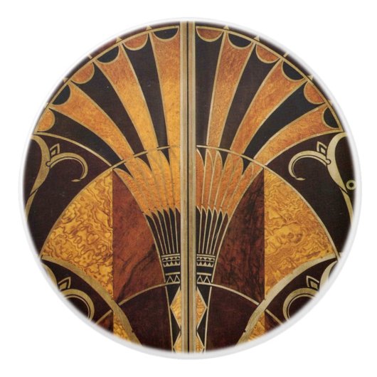 アールヌーボーのアール・デコ、ヴィンテージ、数々のな木製色、 セラミックノブ (正面)