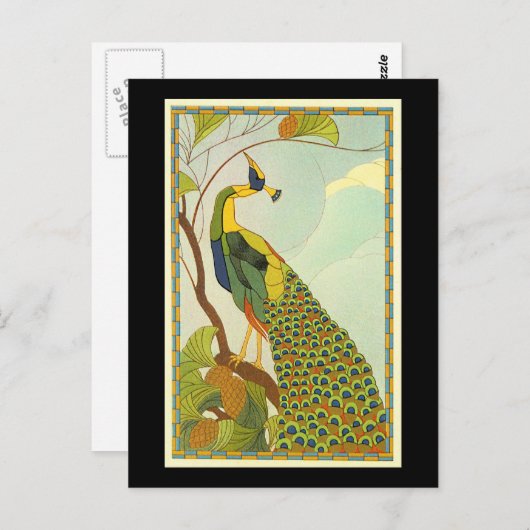 アールヌーボーのウィーンの孔雀 ポストカード (正面/裏面)