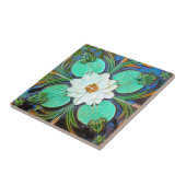 アールヌーボーのカエルとユリのパッドのアズレヨスヴィンテージ タイル (側面)